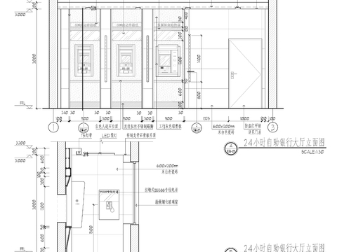  银行24小时自助银行cad大样图 