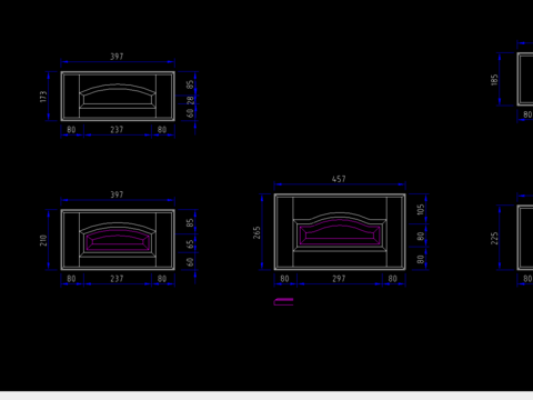  柜体抽面cad图库 