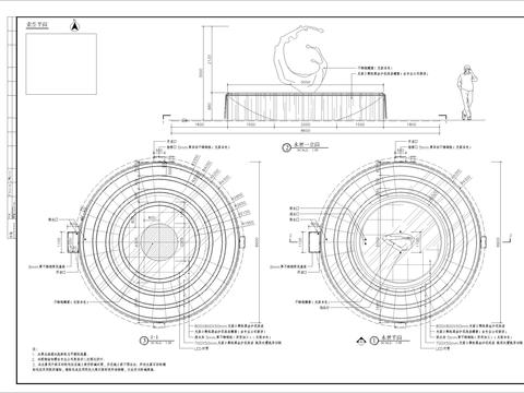  雕塑水景细部CAD施工图 
