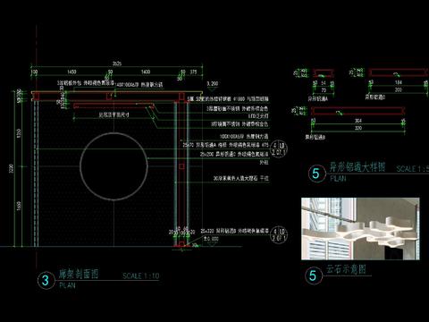  新中式廊架cad大样图 