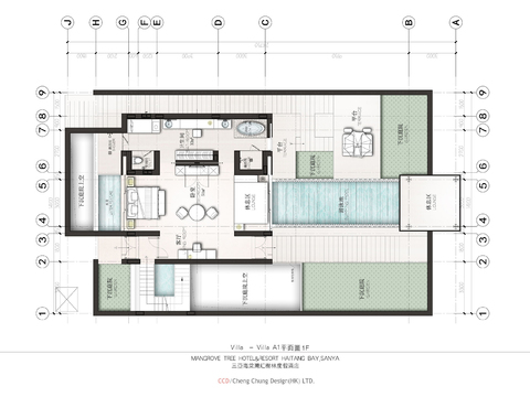  CCD三亞灣別墅A戶型度假酒店cad施工圖 