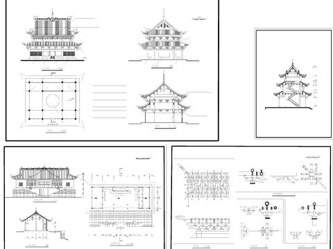  古建筑cad施工图 
