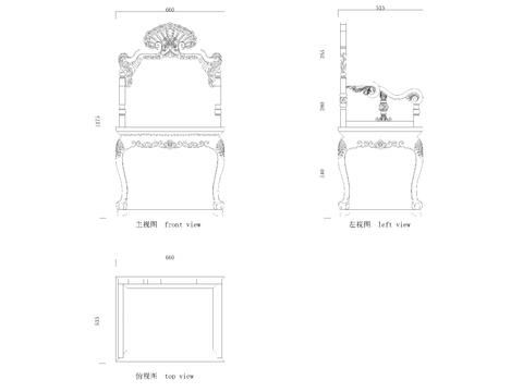  中式单椅cad图库 
