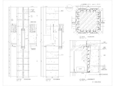 酒店大堂石材装饰柱大样节点图 