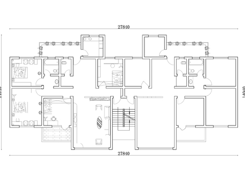 315m²公寓住宅cad平面图 
