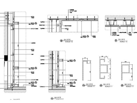  钢架干挂艺术玻璃CAD施工图 