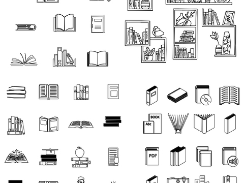  书、书籍摆件组合cad图库 