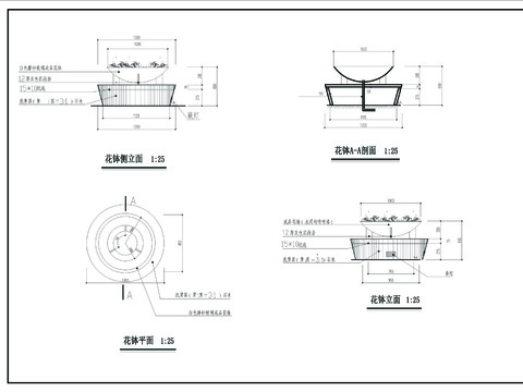  花钵CAD施工图 