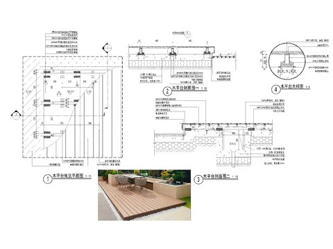  木地板 防腐木铺装cad施工图 
