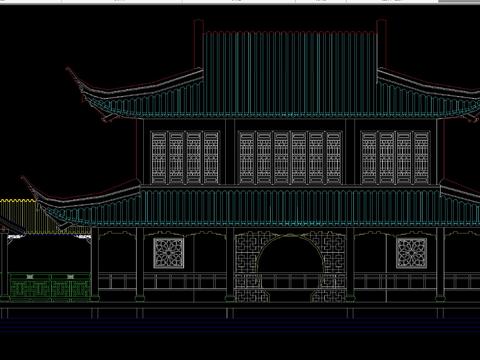  古建筑cad剖面图 