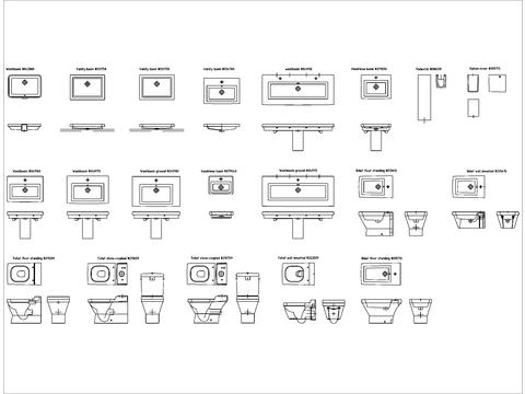  现代洗手池马桶cad图库 