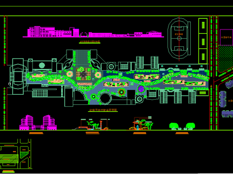  步行街平面规划cad施工图 