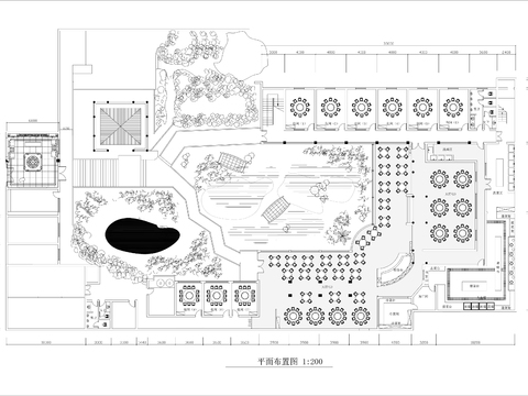  大型景观餐厅cad平面图 