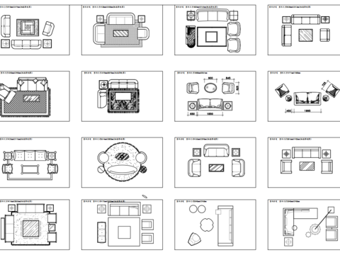  现代沙发平面立面图库 