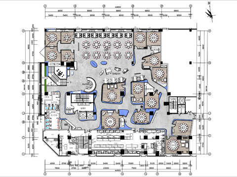  1700㎡创意异形餐厅cad平面图 