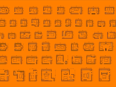  100个卧室平面布局CAD图库 