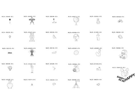  摆件组合 陈设品 儿童房陈设立面cad图库 