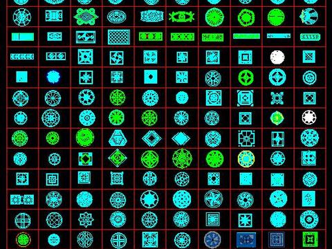  350款地面拼画CAD图案 