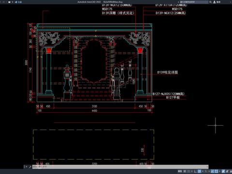  建材馆 欧式背景墙 欧式电视墙cad施工图 