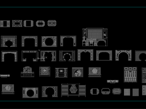  中式屏风垭口CAD图库 