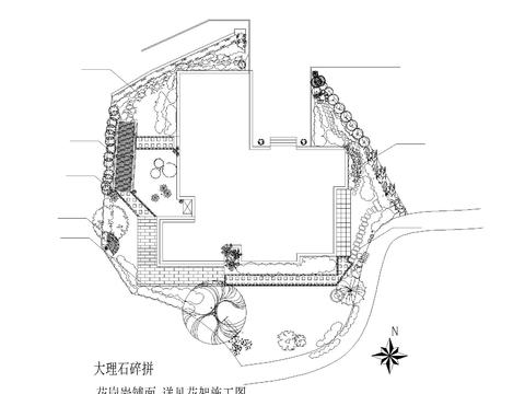  別墅庭院景觀設(shè)計方案cad施工圖 