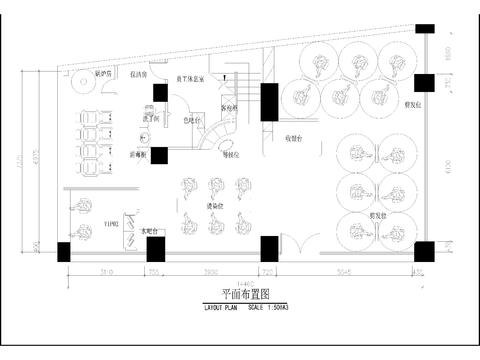  美容美發(fā)SPA會所理發(fā)店美發(fā)店cad施工圖 