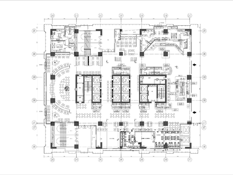  2000㎡美食街cad平面图 