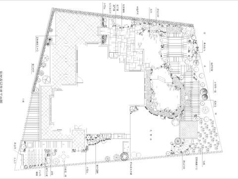  别墅花园设计平面CAD施工图 