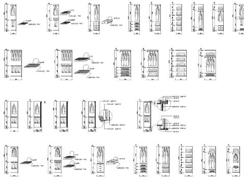  100款-高2M到2.8M的衣柜剖面图图例 