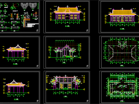  古寺建筑cad施工图 