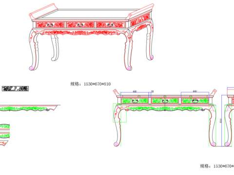  中式松鹤延年端景台cad详图 