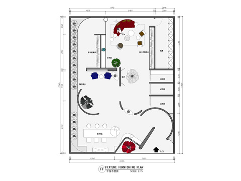  260平米婚纱馆cad平面图 