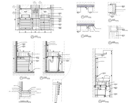  酒店卫生间盥洗台剖面节点大样图 