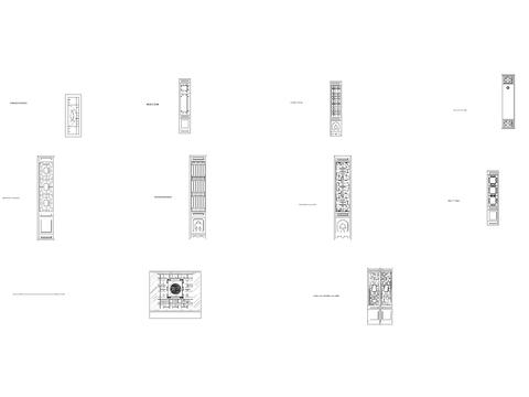  中式古典镂空纹理隔断 屏风cad图库 