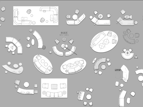  弧形沙发cad图库 