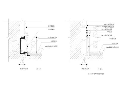  大理石石材踢脚线节点大样图 