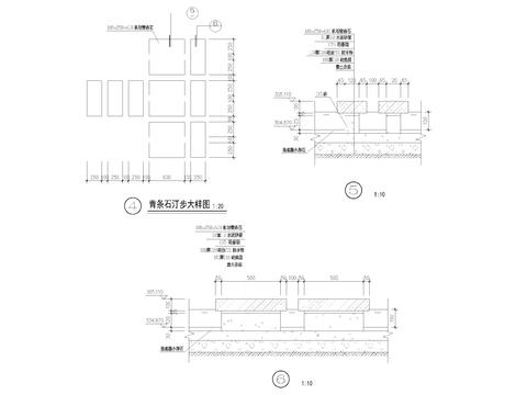  青条石水中汀步节点大样 