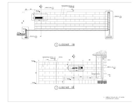  景墙详图 立面剖面图 节点大样图 