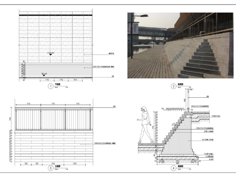  台阶式挡土墙cad大样图 