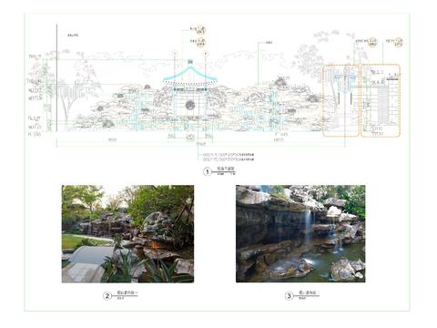  景观假山叠石跌水 假山石头施工图 