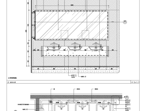  工装卫生间洗手台镜柜cad大样图 