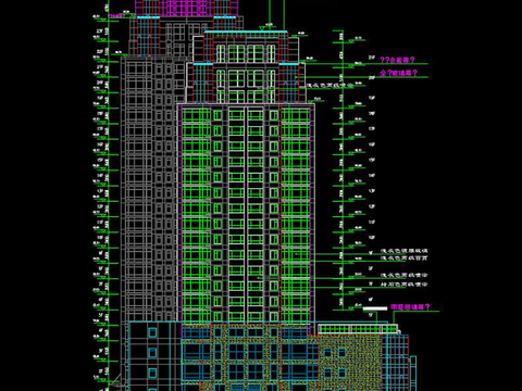  玻璃幕建筑cad施工图 