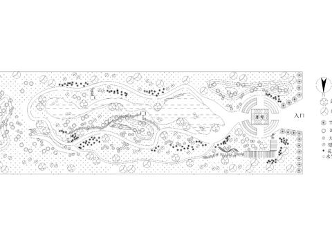  公园道路绿化cad施工图 