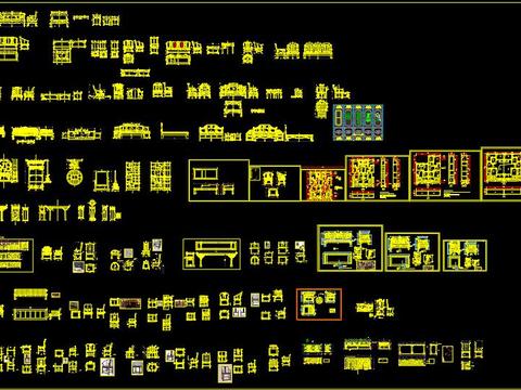  新中式沙发cad图库 