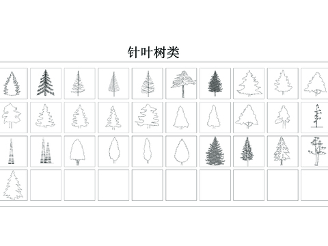  立面树块cad图库 