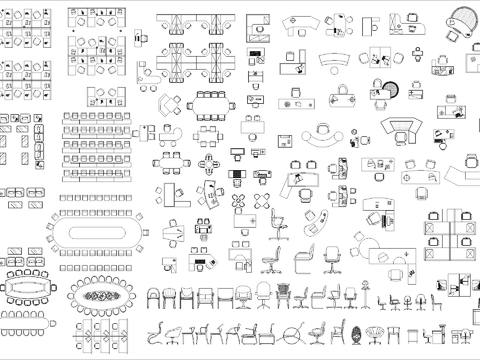 办公桌椅CAD图库 