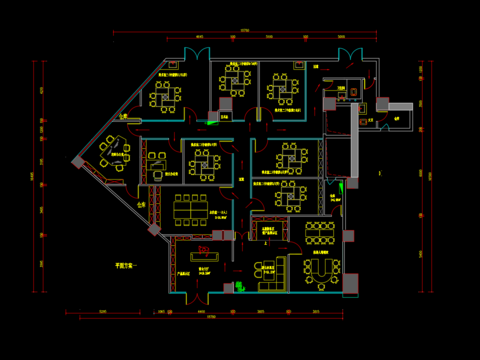  早教培训机构cad平面图 