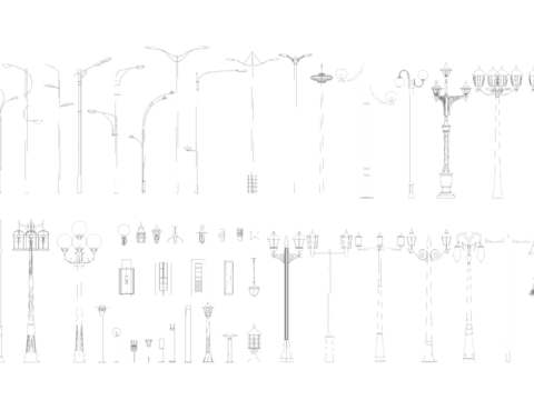  户外灯 草坪灯 路灯 景观灯CAD施工图 