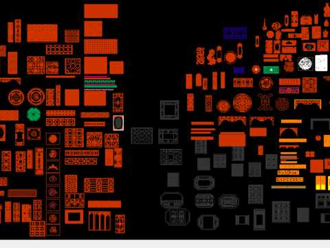  镂空雕花CAD图库 