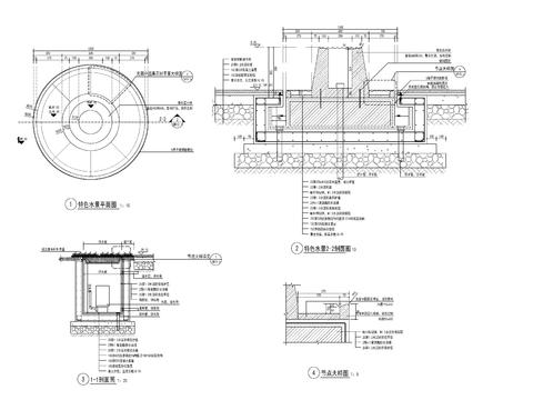  中式小水景节点大样图 